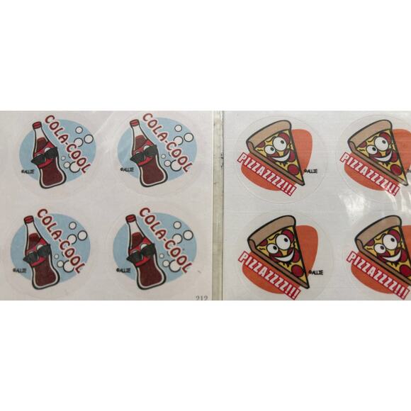 Rare Scratch & sniff happy Allie scented Sticker Matte pack Cola and Pizza - Picture 2 of 2